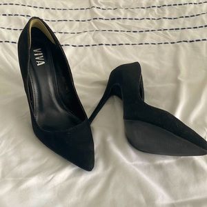 Viva Womens Pumps Pointed Toe Stiletto Heels (Black | 39)